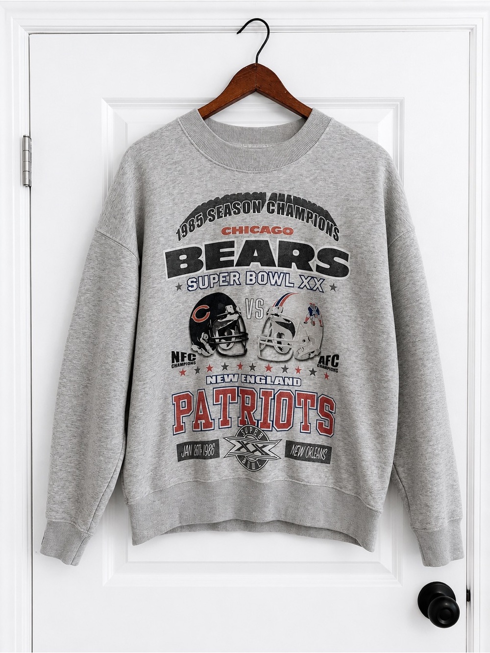 Abercrombie & Fitch NFL Bears Patriots Super Bowl XX Sweatshirt XS Oversized